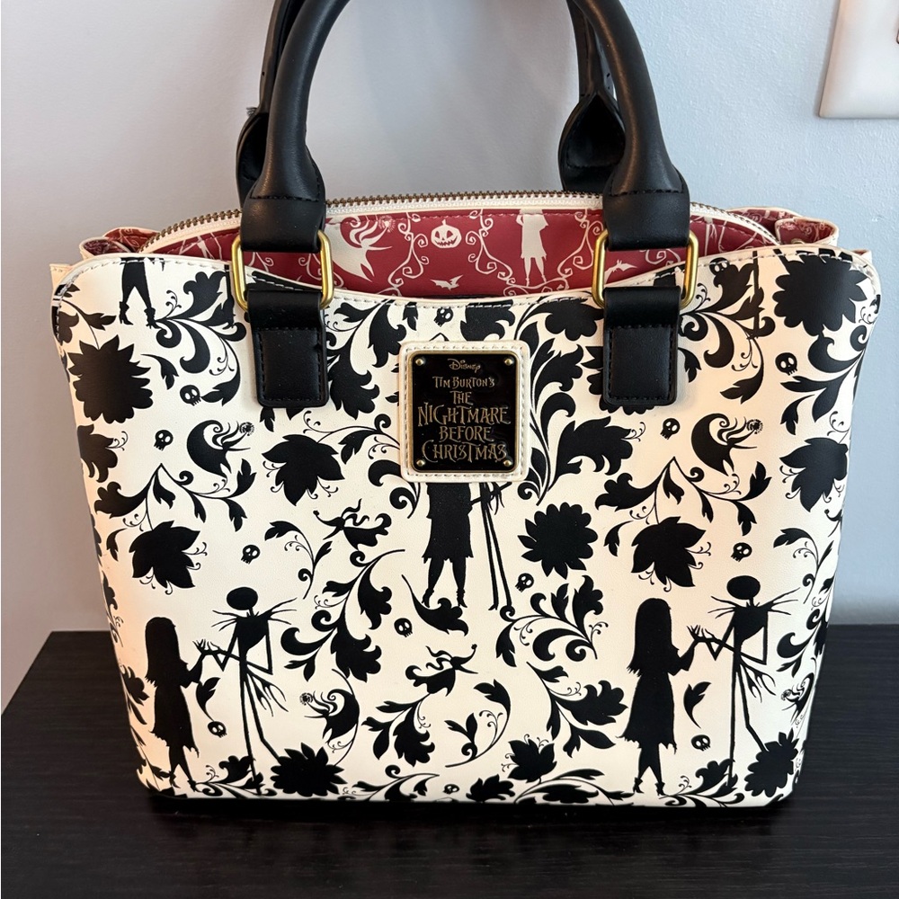 Charming Black and White Tote with Nightmare Before Christmas Design
